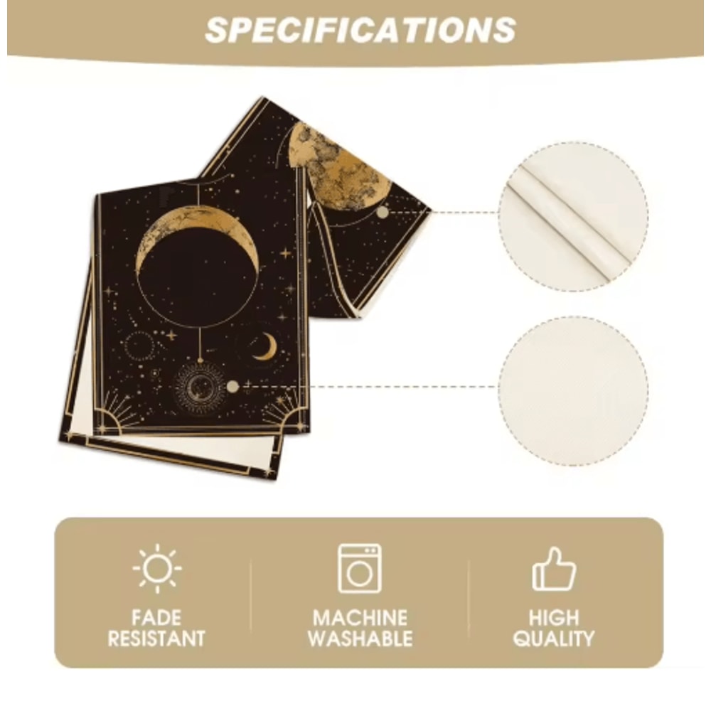 Astrology Moon Phase Linen Table Runner Mystical Gothic Celestial Dining Decor 2