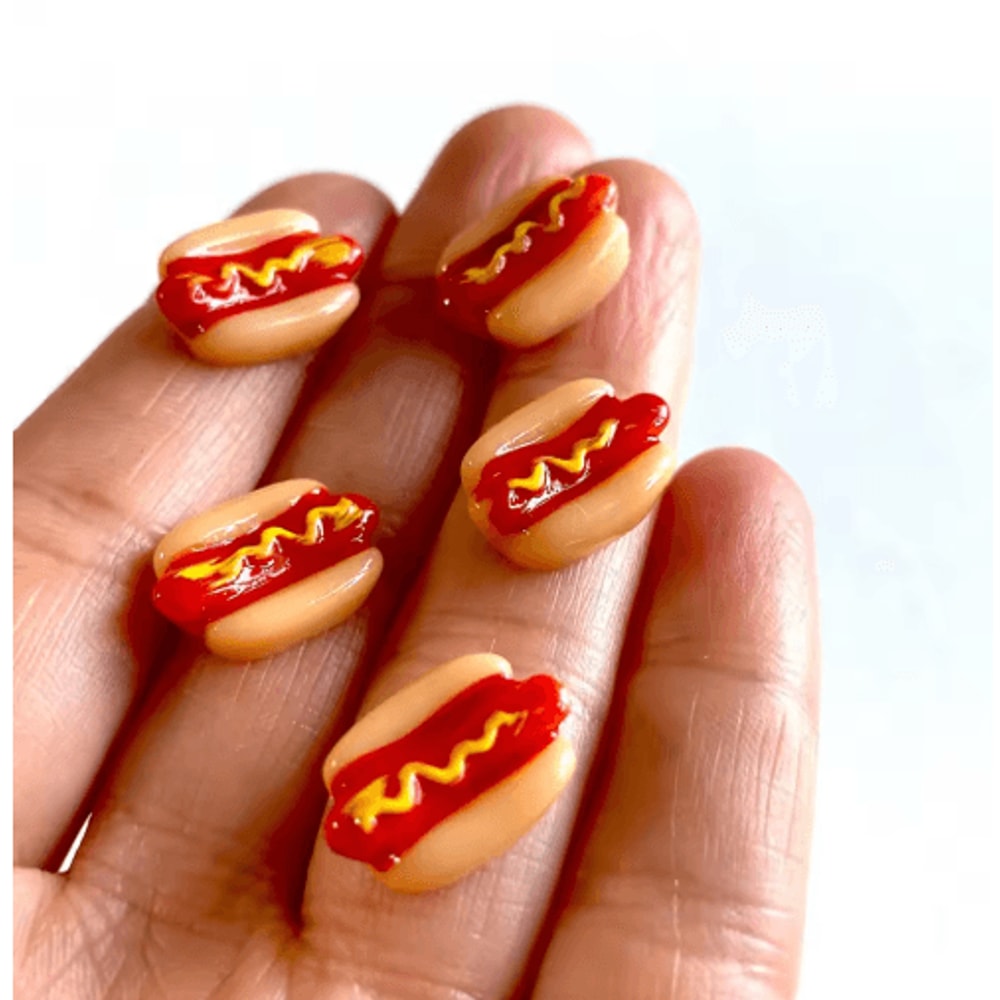 Kawaii Mini Hotdog Resin Set Cute Fake Food Dollhouse DIY Craft Miniatures 510pcs 1