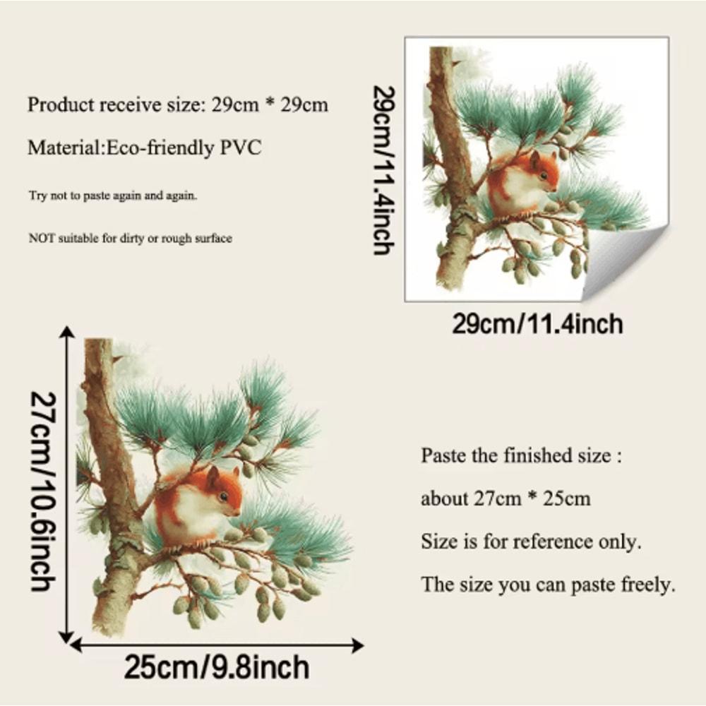 Squirrel Forest Wall Sticker Cute Animal Window Bedroom SelfAdhesive Decal 5