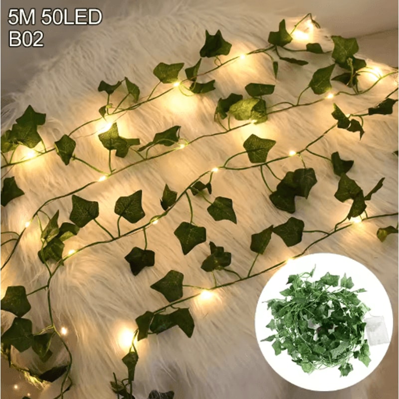 LED Ivy Vine String Lights Artificial Green Garland Fairy Lights For Bedroom Event Decor 2