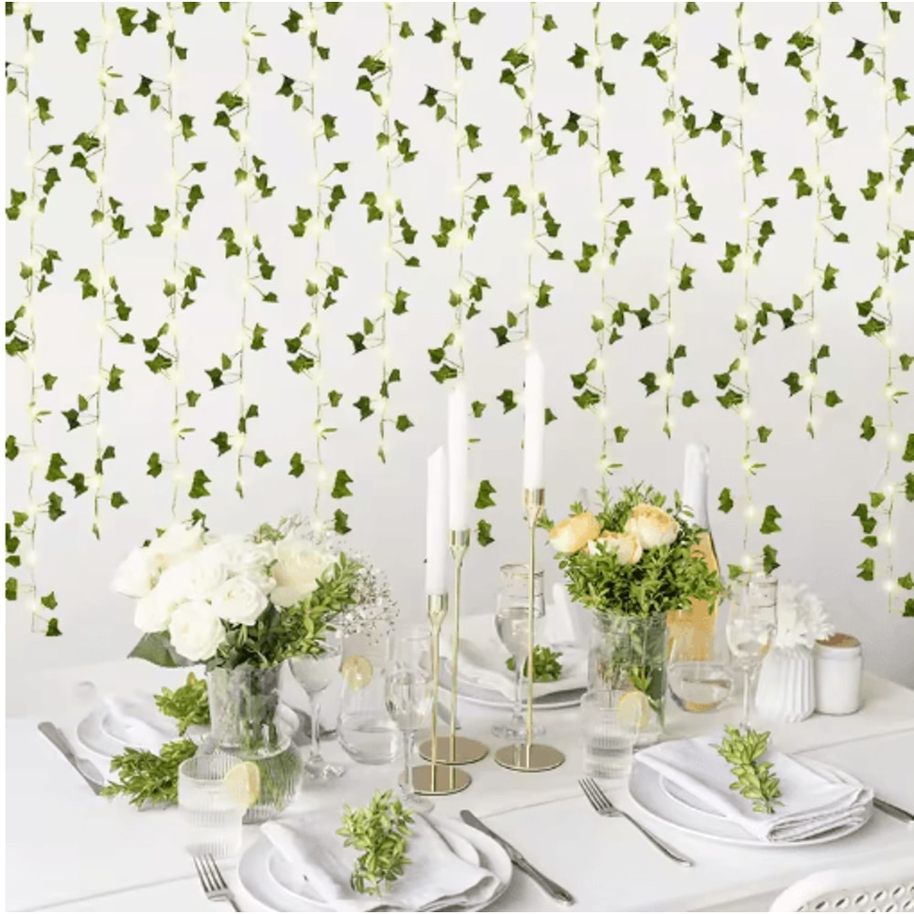 LED Ivy Vine String Lights Artificial Green Garland Fairy Lights For Bedroom Event Decor 5