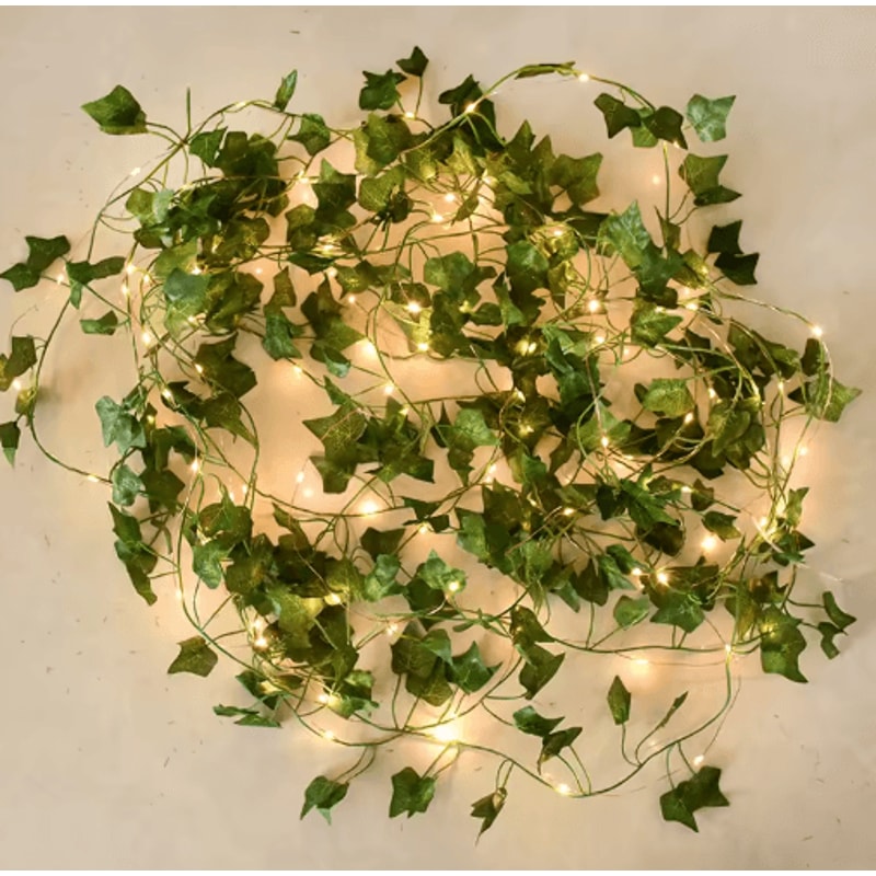 LED Ivy Vine String Lights Artificial Green Garland Fairy Lights For Bedroom Event Decor 7