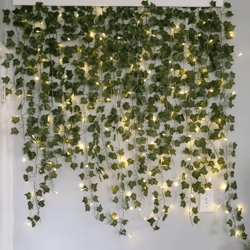 led ivy vine string lights – artificial green garland fairy lights for bedroom & event decor