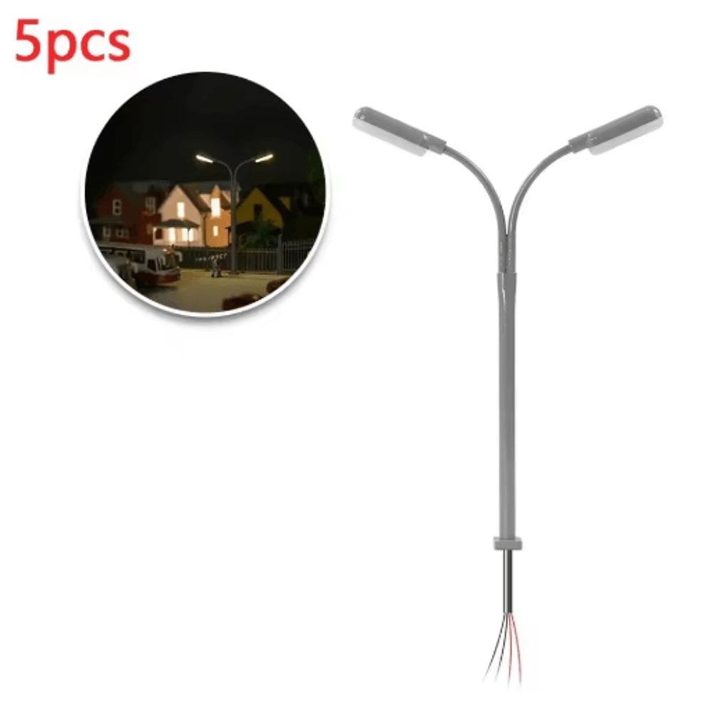 5 Piece Mini LED Street Lamp Set 1 160 Scale Model Train Miniature Garden Lighting 0