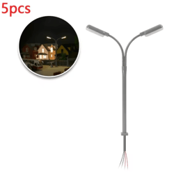 5 piece mini led street lamp set – 1 160 scale model train & miniature garden lighting