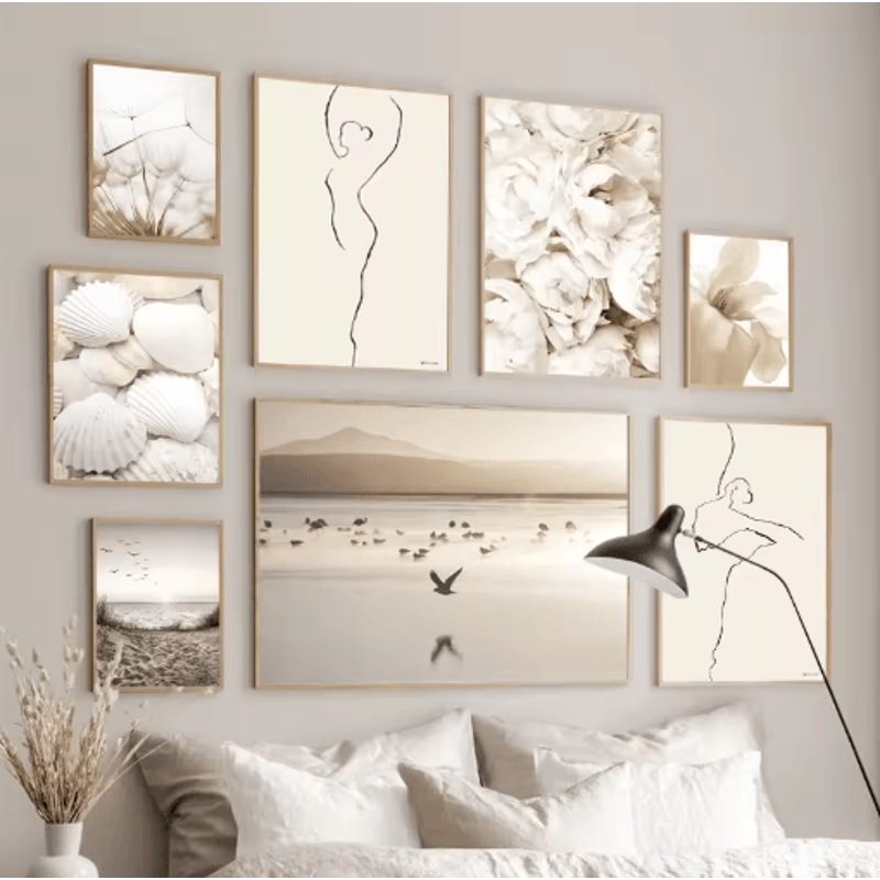 Nordic White Shell Beach Dandelion Canvas Wall Art Minimalist Coastal Decor 10