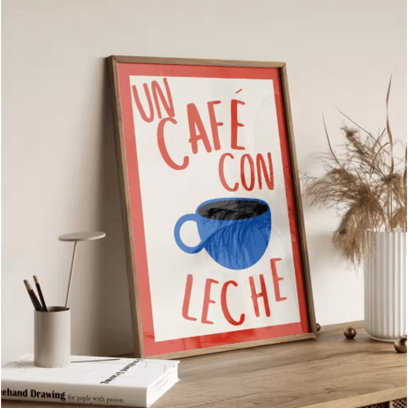 But First Cafecito Minimalist Spanish Quote Canvas Modern Coffee Bar Wall Decor 4