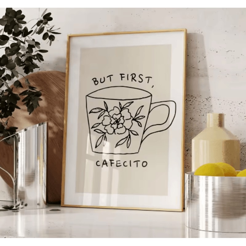 But First Cafecito Minimalist Spanish Quote Canvas Modern Coffee Bar Wall Decor 11
