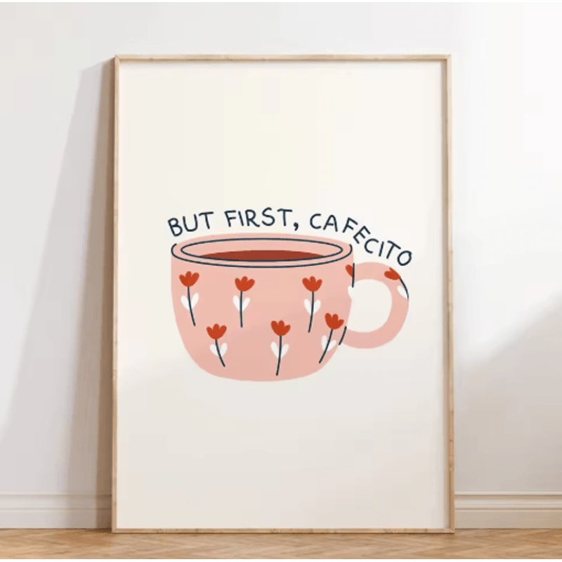 But First Cafecito Minimalist Spanish Quote Canvas Modern Coffee Bar Wall Decor 14