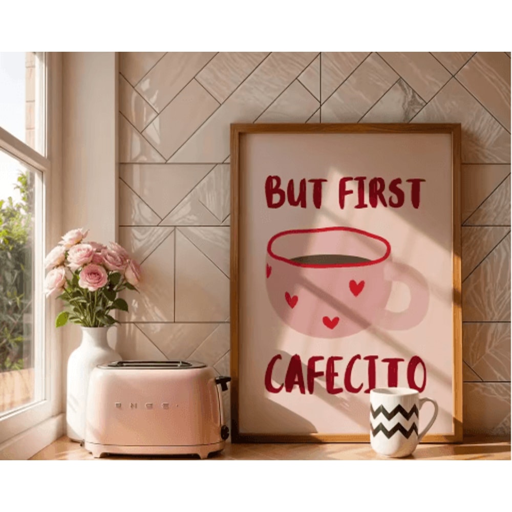But First Cafecito Minimalist Spanish Quote Canvas Modern Coffee Bar Wall Decor 23