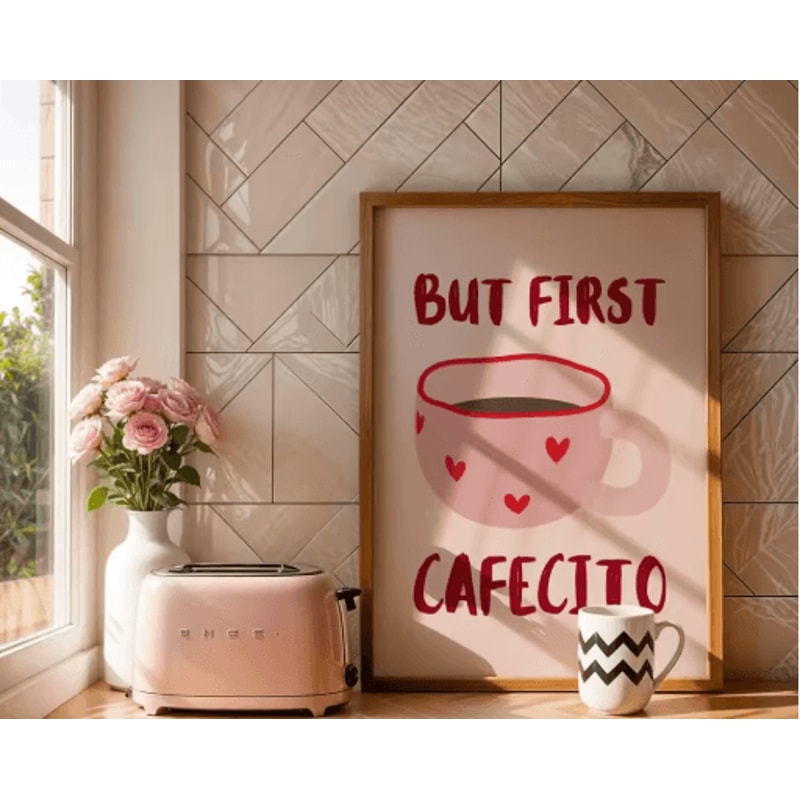 But First Cafecito Minimalist Spanish Quote Canvas Modern Coffee Bar Wall Decor 23