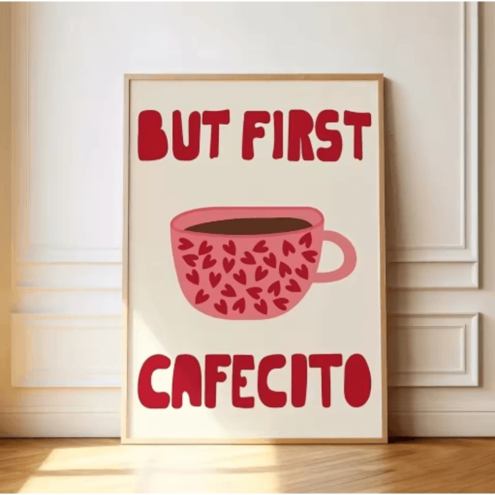 But First Cafecito Minimalist Spanish Quote Canvas Modern Coffee Bar Wall Decor 0