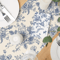 Chinoiserie Blue Floral Linen Table Runner Elegant Dining Holiday Table Decor 5
