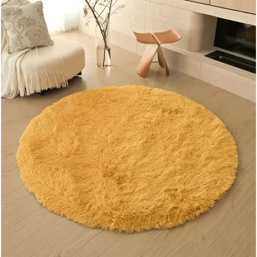 Soft Round Plush Rug For Kids Bedroom Fluffy Nursery Play Mat Carpet 2