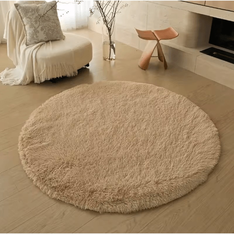 Soft Round Plush Rug For Kids Bedroom Fluffy Nursery Play Mat Carpet 3
