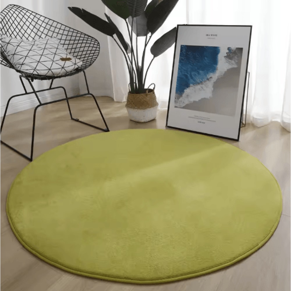 Round Coral Velvet Carpet Soft Modern Living Room Kids Play Rug 2