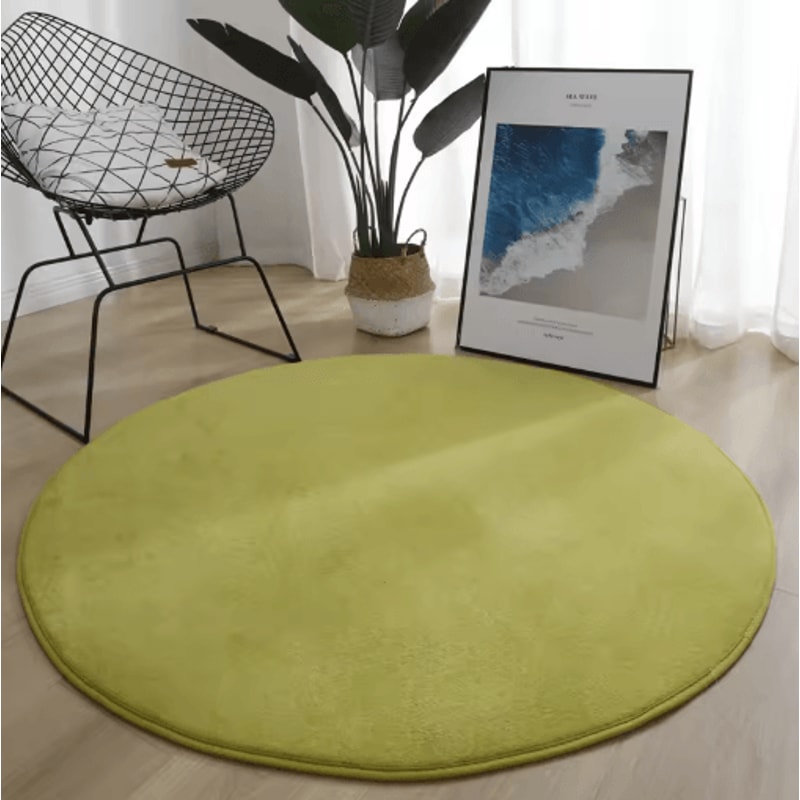 Round Coral Velvet Carpet Soft Modern Living Room Kids Play Rug 2