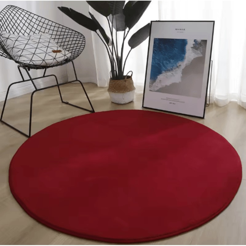 Round Coral Velvet Carpet Soft Modern Living Room Kids Play Rug 3