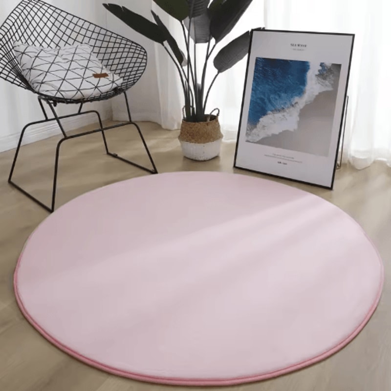 Round Coral Velvet Carpet Soft Modern Living Room Kids Play Rug 6