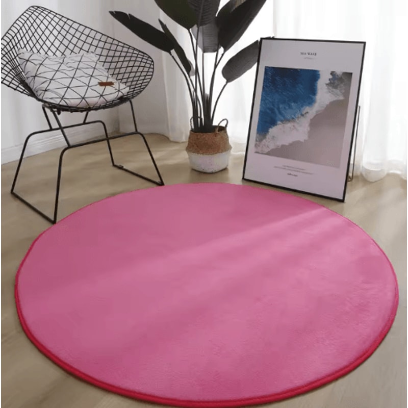 Round Coral Velvet Carpet Soft Modern Living Room Kids Play Rug 7