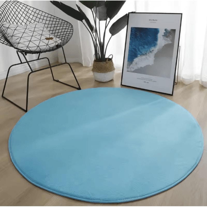 Round Coral Velvet Carpet Soft Modern Living Room Kids Play Rug 9