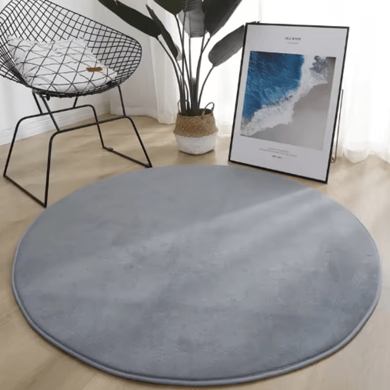 Round Coral Velvet Carpet Soft Modern Living Room Kids Play Rug 11
