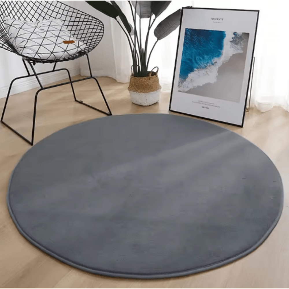 Round Coral Velvet Carpet Soft Modern Living Room Kids Play Rug 12