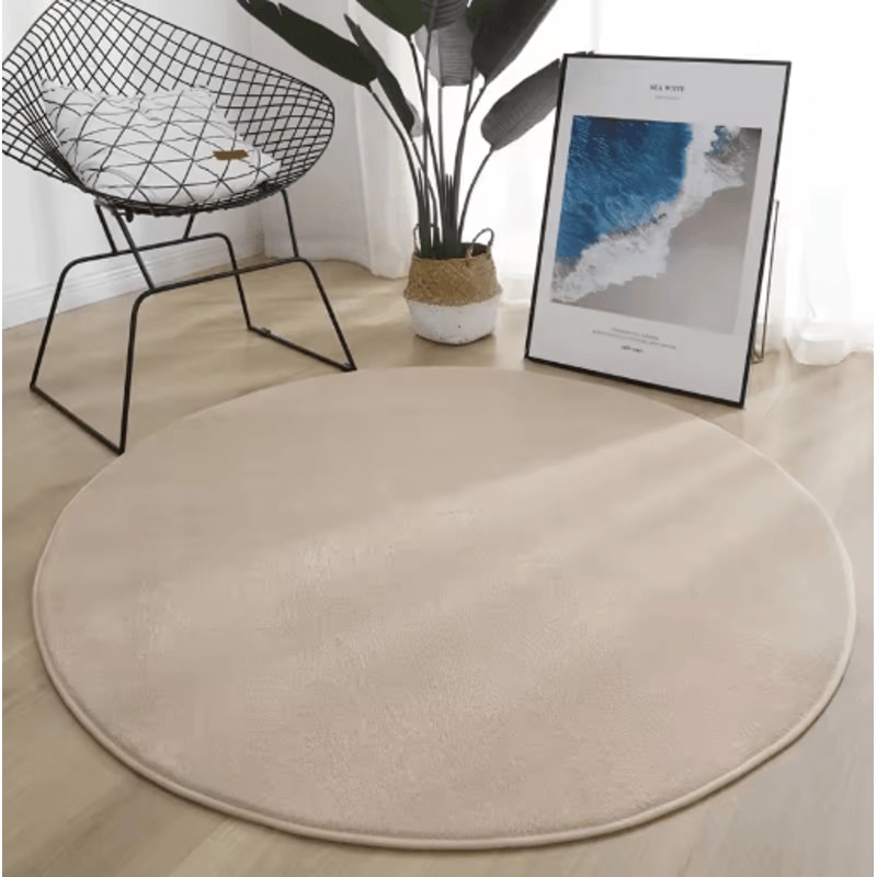 Round Coral Velvet Carpet Soft Modern Living Room Kids Play Rug 13