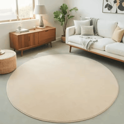 round coral velvet carpet – soft modern living room & kids play rug