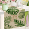 Tropical Palm Leaf Linen Table Runner Fresh Summer Greenery Dining Party Decor 6