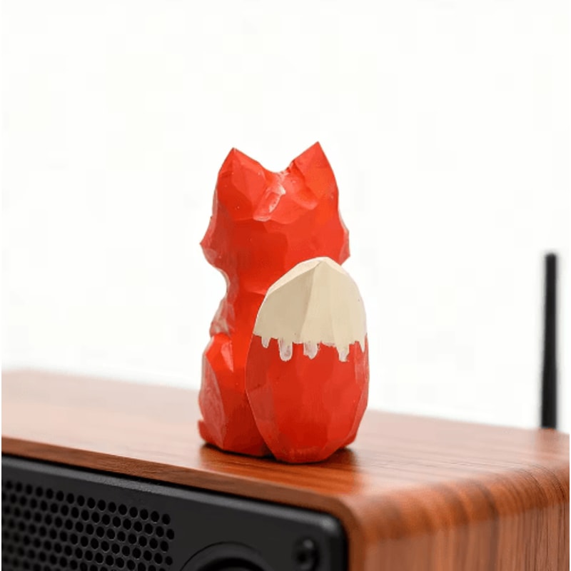 Handcrafted Solid Wood Fox Sculpture Rustic Wood Animal Figurine For Home Office Decor 10