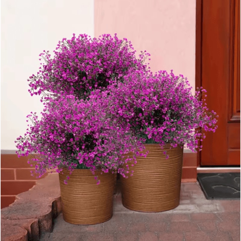 12 Bunches UVResistant Artificial Flowers Lush Outdoor Artificial Plants For Garden Window Box Dec 6