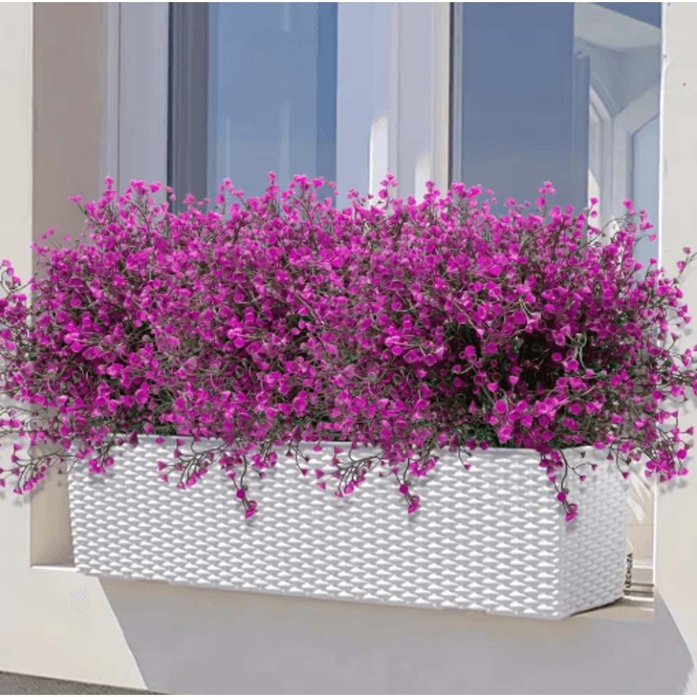 12 Bunches UVResistant Artificial Flowers Lush Outdoor Artificial Plants For Garden Window Box Dec 0