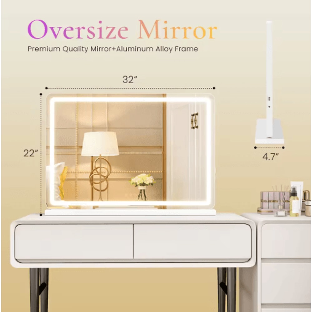 JHK LED Vanity Mirror With Lights Dimmable LED Makeup Mirror With 3 Color Modes Memory Function 1
