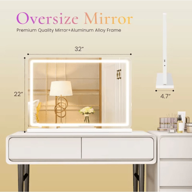 JHK LED Vanity Mirror With Lights Dimmable LED Makeup Mirror With 3 Color Modes Memory Function 7