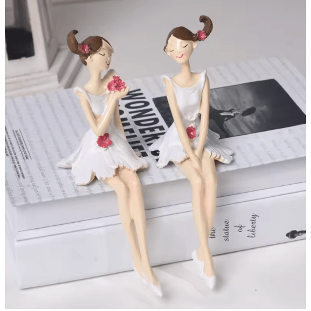 2Piece Angel Fairy Figurine Set Elegant Angel Resin Figurines For Home Garden Decor 1