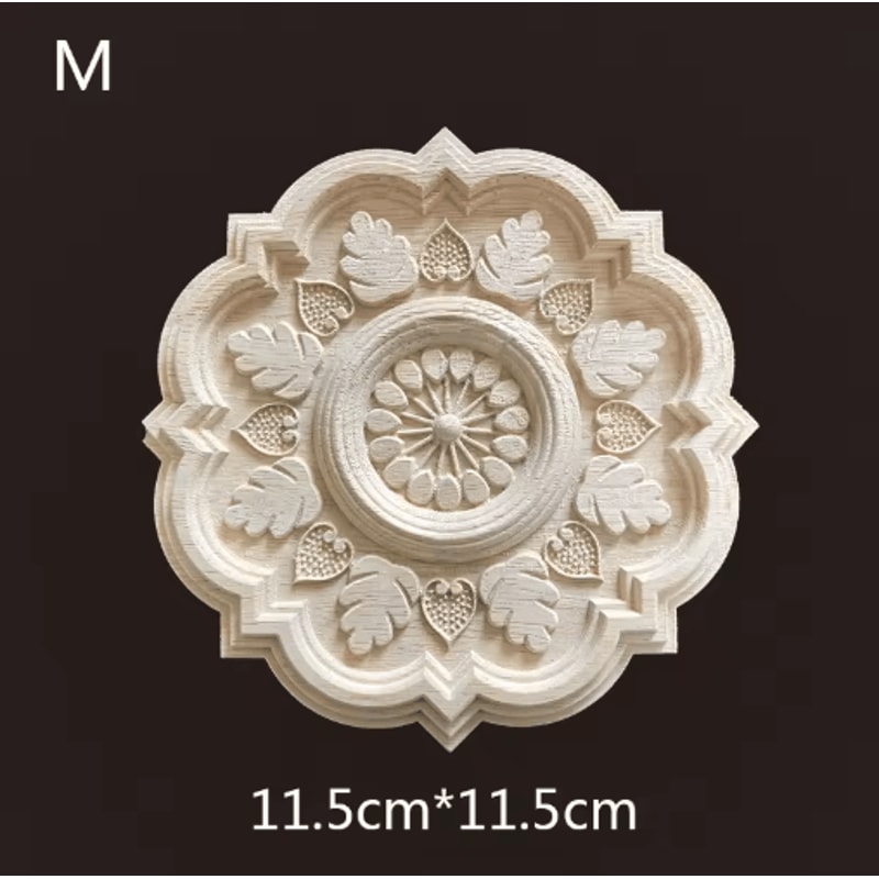 Hand Carved Wooden Applique Onlays Decorative Wood Furniture Applique For Doors Home Decor 3