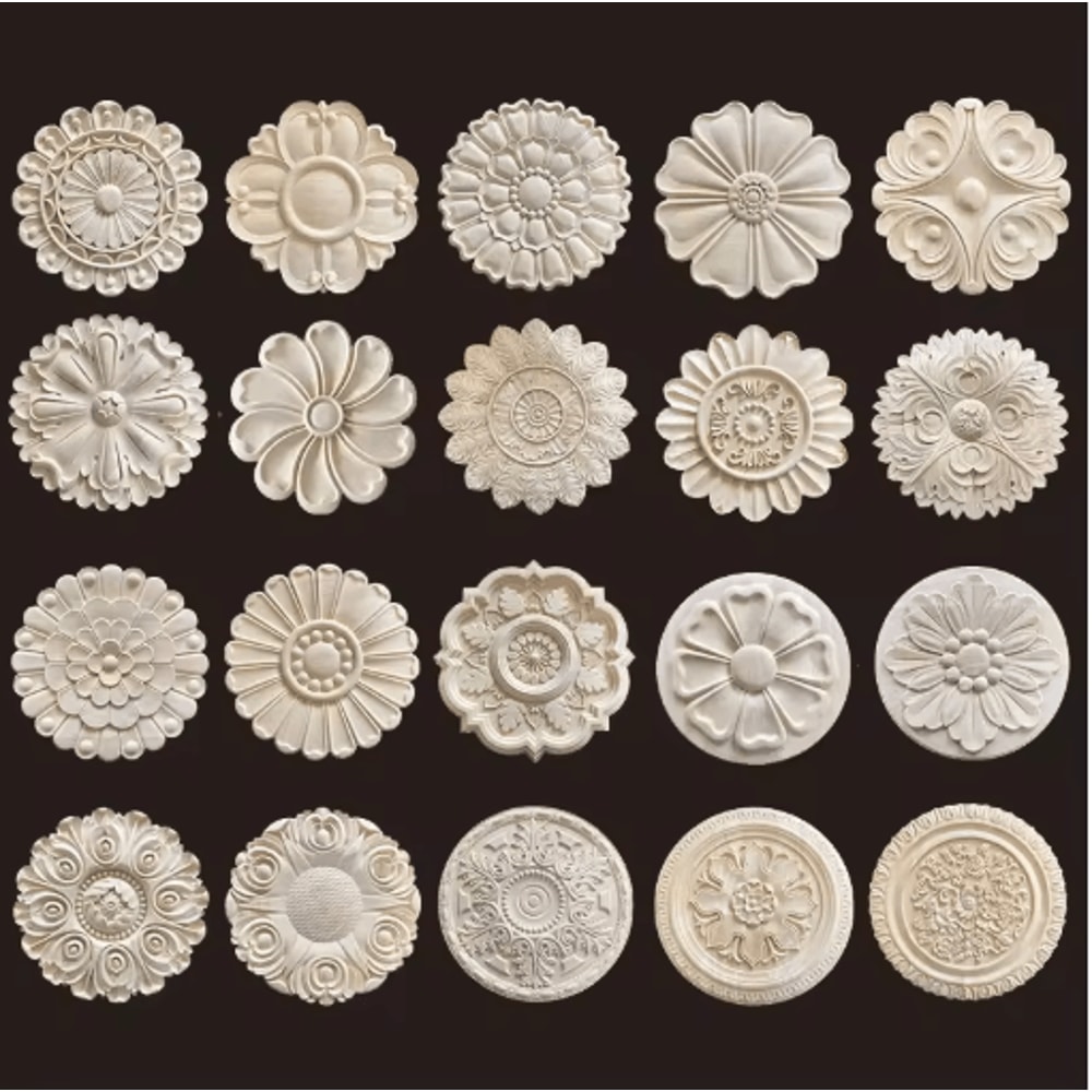 Hand Carved Wooden Applique Onlays Decorative Wood Furniture Applique For Doors Home Decor 0