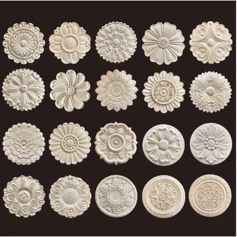 Hand Carved Wooden Applique Onlays Decorative Wood Furniture Applique For Doors Home Decor 0