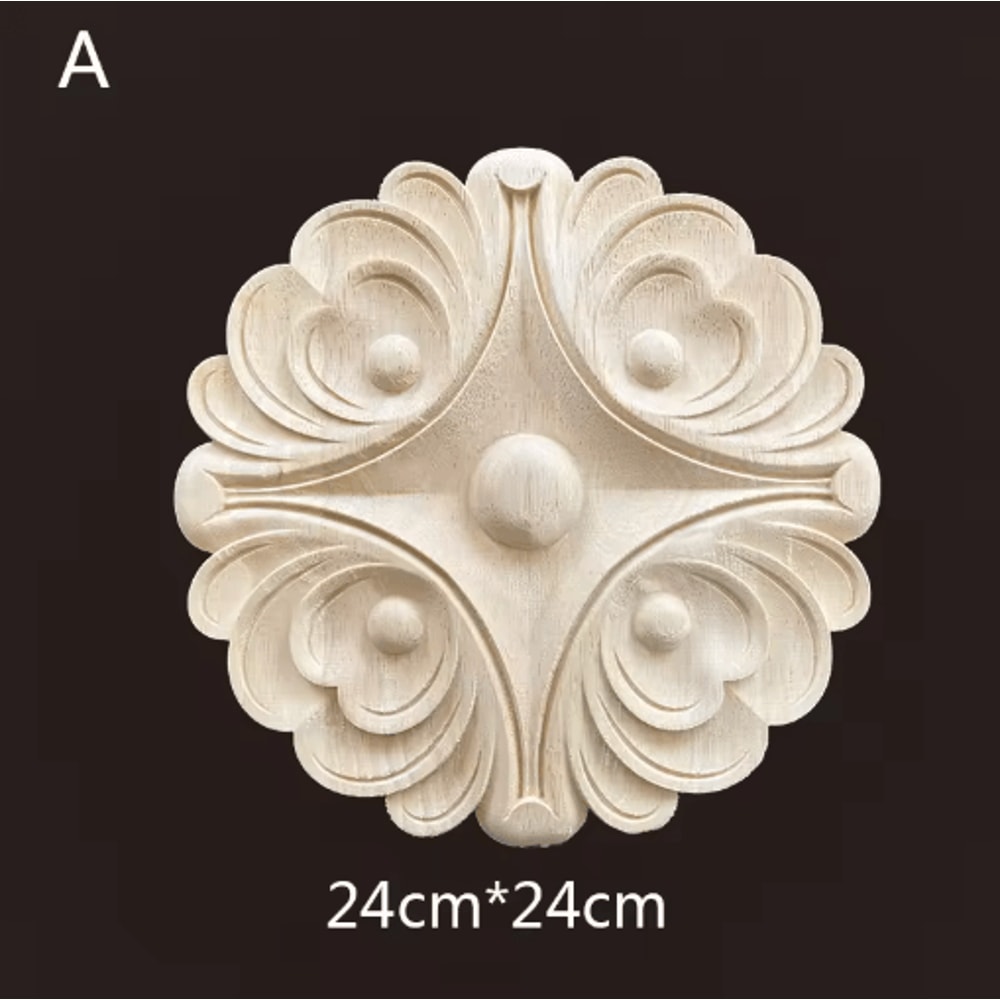 Hand Carved Wooden Applique Onlays Decorative Wood Furniture Applique For Doors Home Decor 25