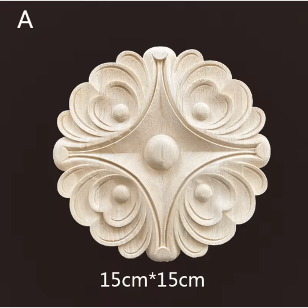 Hand Carved Wooden Applique Onlays Decorative Wood Furniture Applique For Doors Home Decor 27