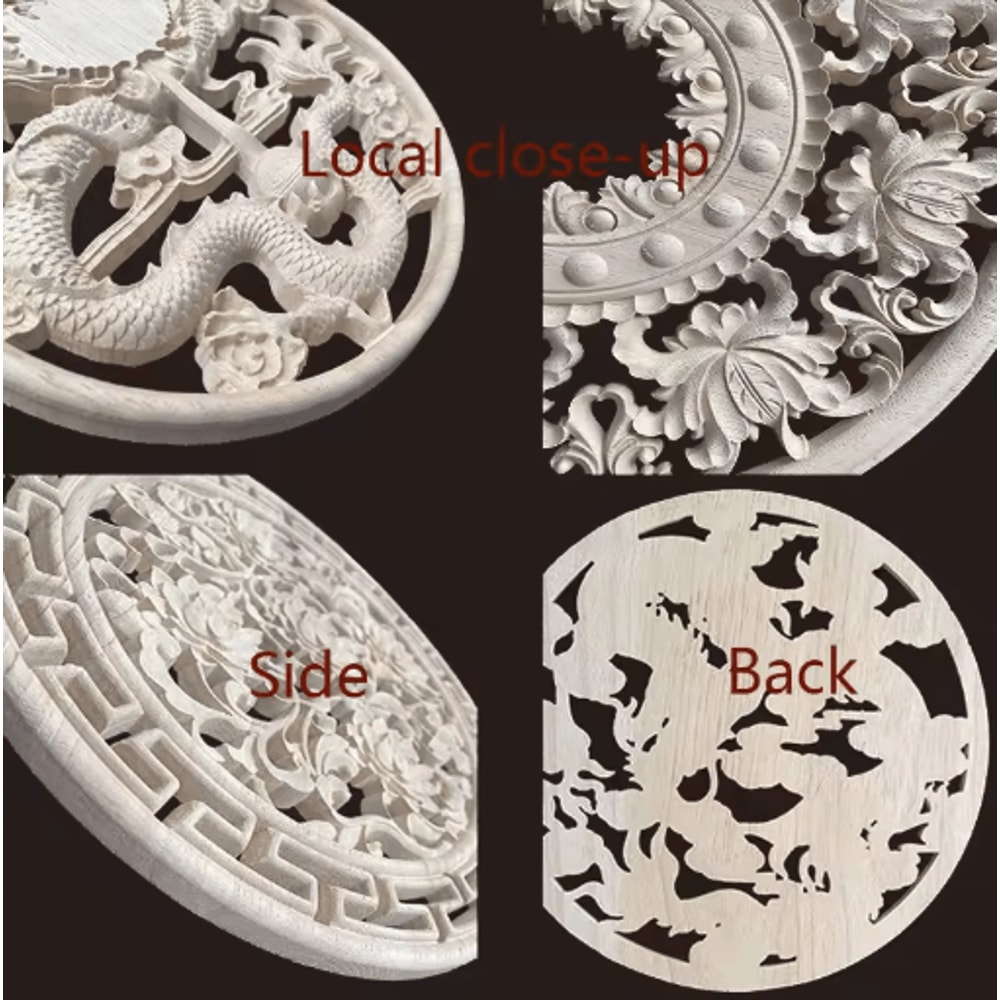 Hand Carved Wooden Applique Onlays Decorative Wood Furniture Applique For Doors Home Decor 29