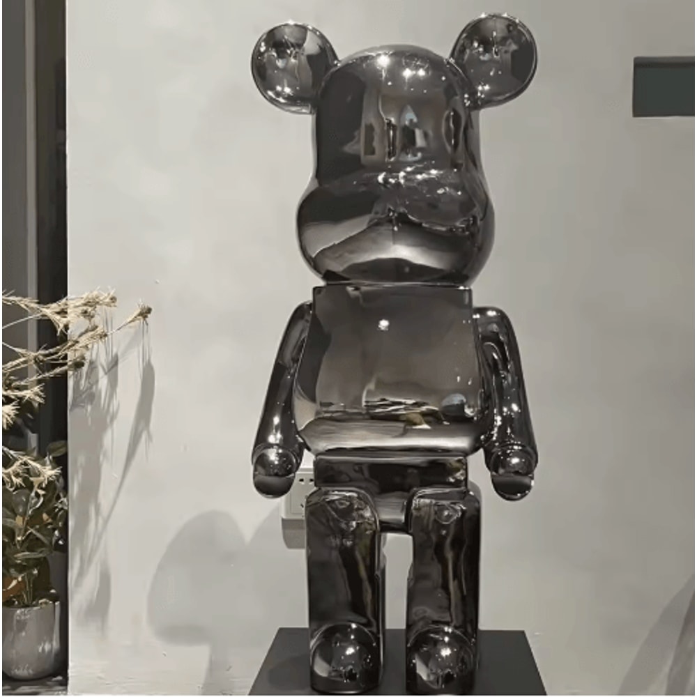 Gradient Mirror Bear Sculpture Luxury Bear Figurine Decor In 5080cm Statement Size 0