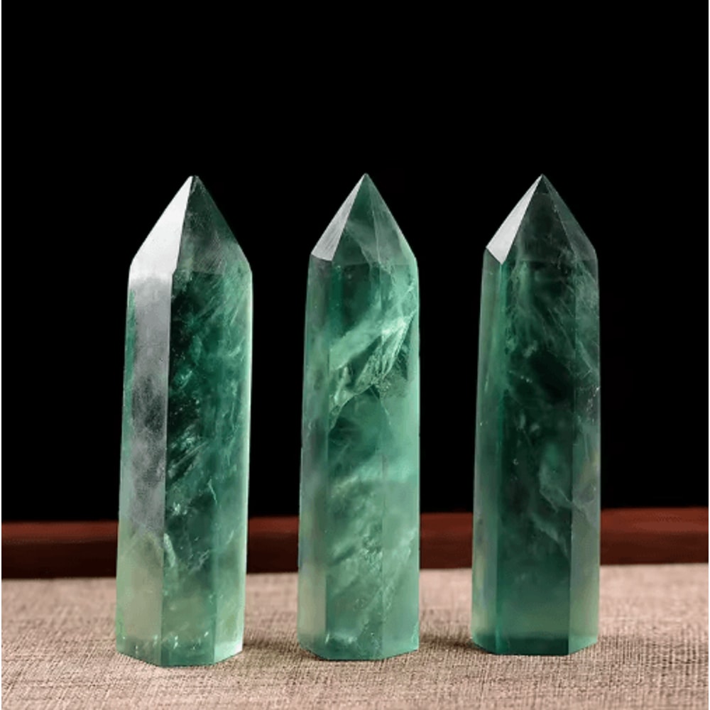 Natural Green Fluorite Crystal Wand Polished Fluorite Crystal Point For Healing Decor 0