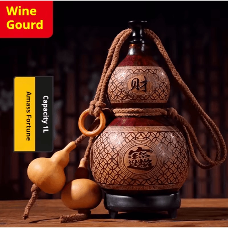 Natural Dried Gourd Wine Bottle Rustic Portable Wine Gourd 500ml For Outdoor Gifting 2