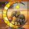 Elephant Family Moon Hanging Decor Whimsical Elephant Wall Hanging For Home Garden 0