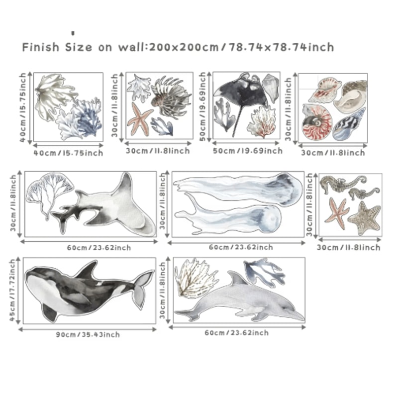 Underwater World Wall Stickers Colorful Ocean Wall Decals For Bathroom Kids Rooms 10