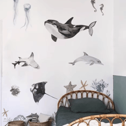 underwater world wall stickers – colorful ocean wall decals for bathroom & kids rooms