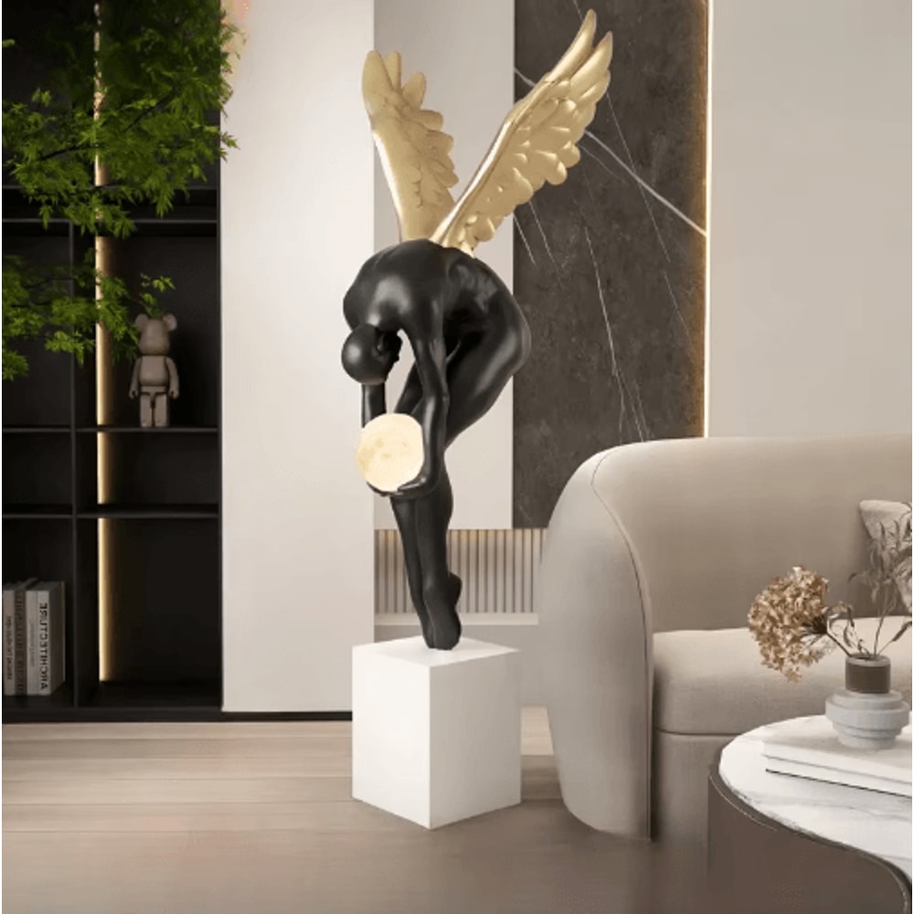 Luminous Wing Sculpture Modern Nordic Resin Wing Statue For Living Room Decor 7