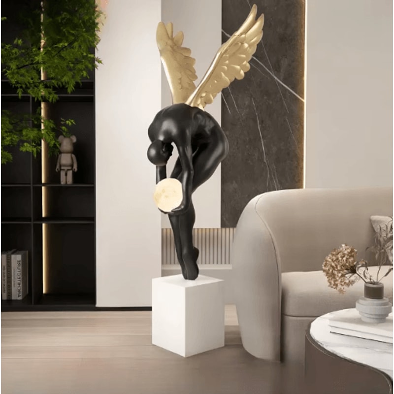 Luminous Wing Sculpture Modern Nordic Resin Wing Statue For Living Room Decor 7